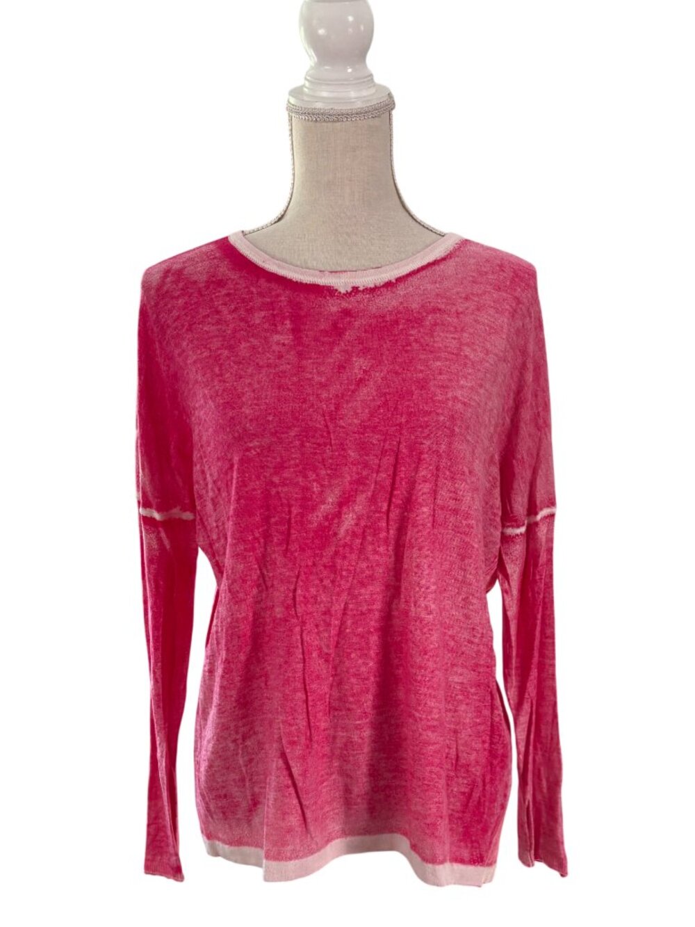 Mersea Saltwash Sweater Tee pink size L large Bamboo Cashmere Long Sleeve